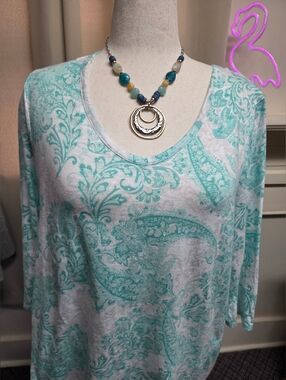 Chico's XL  Paisley Print V-neck Top